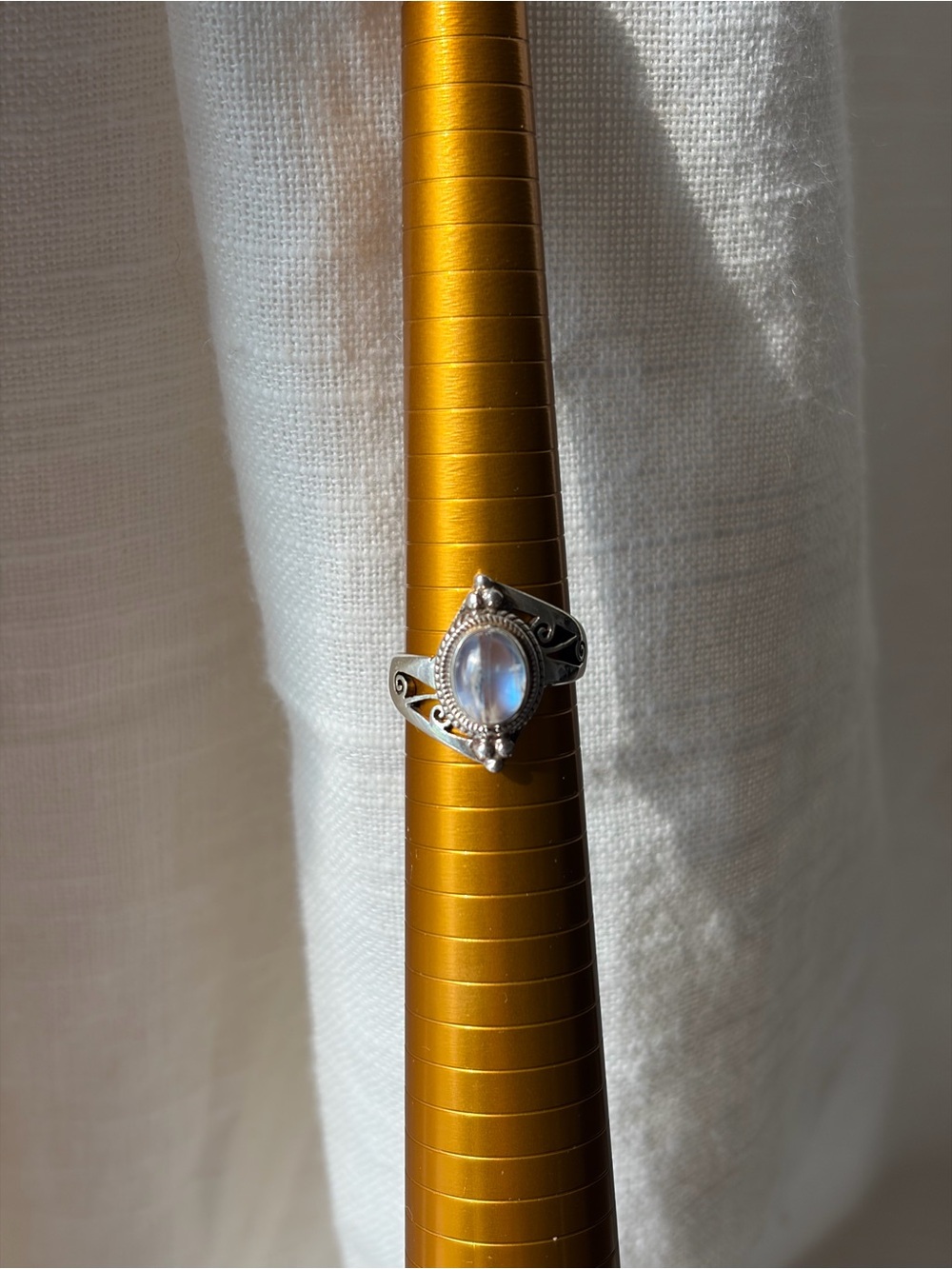 Natural Moonstone Sterling Silver Ring – Adjustable, Handmade, Nepal